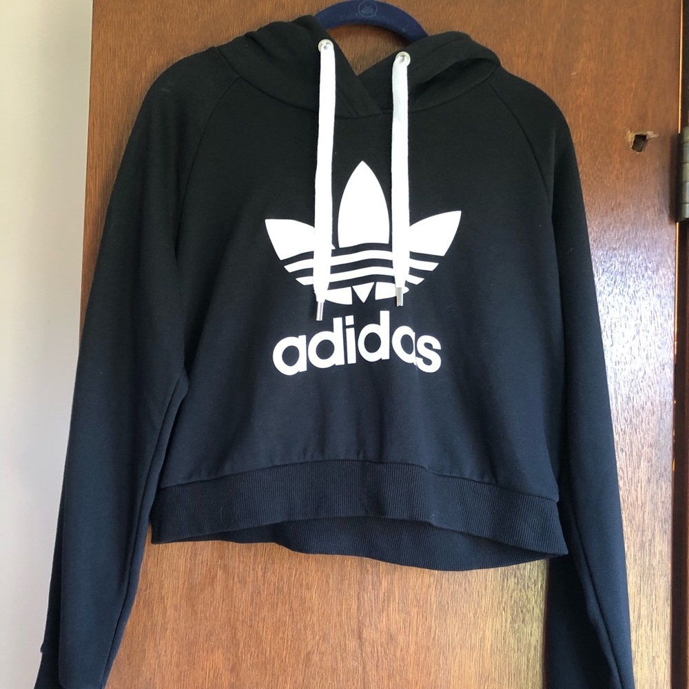 an adidas black m cropped hoodie